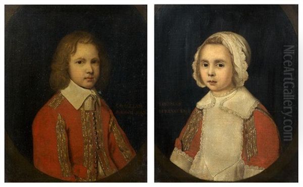 Chevalier Thomas Spring Et Baron Thomas Spring (pair) Oil Painting by Cornelis Jonson Van Ceulen