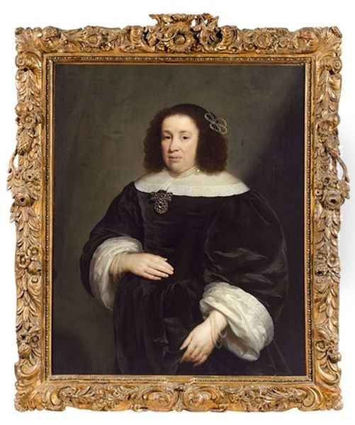 Portrait Of A Lady With Pearls Oil Painting by Cornelis Jonson Van Ceulen