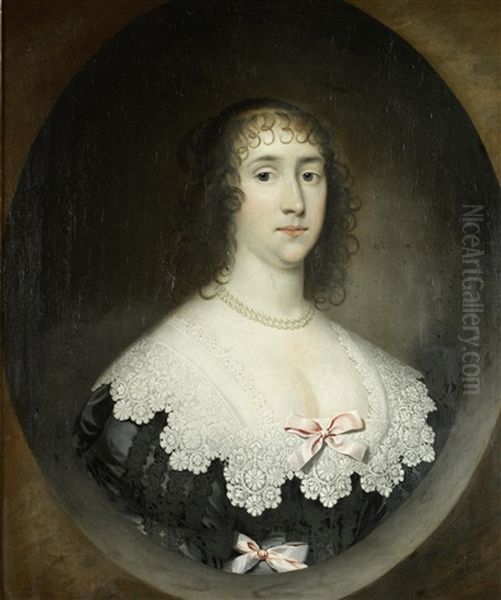 Portrait Of A Lady, Bust-length, In A Black Dress With A White Lace Collar Oil Painting by Cornelis Jonson Van Ceulen