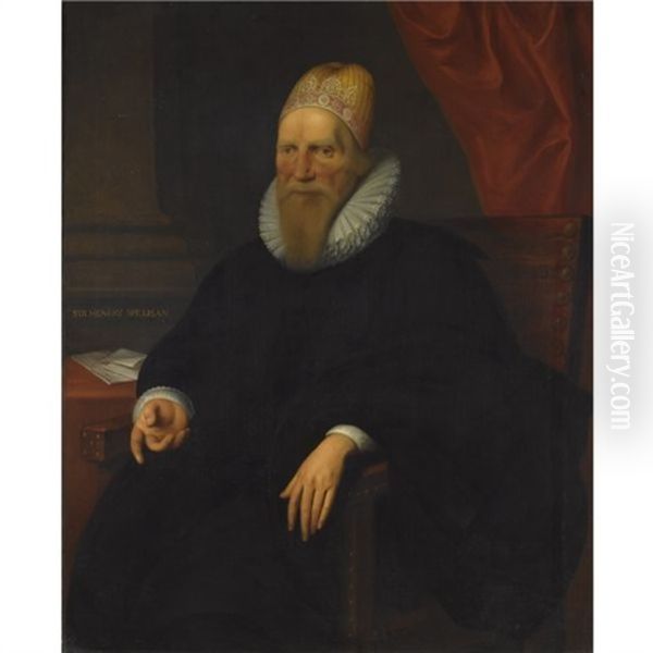 Portrait Of Sir Henry Spelman Oil Painting by Cornelis Jonson Van Ceulen