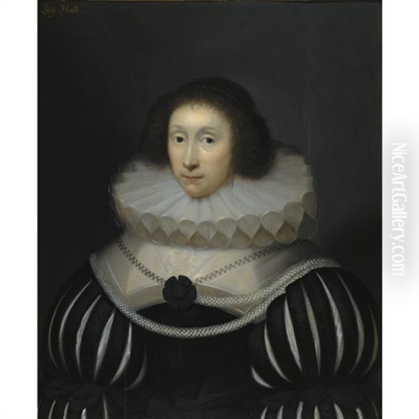 Portrait Of Margaret Miller, Lady Heath (1578-1647), Wife Of Sir Robert Heath, Lord Chief Justice Oil Painting by Cornelis Jonson Van Ceulen