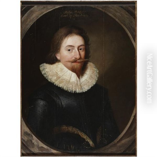 Portrait Of A Gentleman, Said To Be Philip Herbert, 1st Earl Of Montgomery And 4th Earl Of Pembroke Oil Painting by Cornelis Jonson Van Ceulen