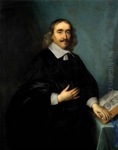 Portrait De Ijsbrand Van Diemerbroeck, Professeur De Medecine A Utrecht Oil Painting by Cornelis Jonson Van Ceulen