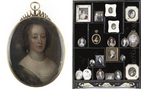 Portrait Of A Lady With Pearl Earrings And Necklace (+ 20 Others; 21 Works) Oil Painting by Cornelis Jonson Van Ceulen