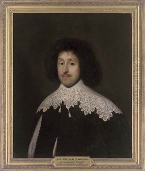 Portrait Of A Gentleman In A Black Doublet And White Lace Collar (sir William Campion?) Oil Painting by Cornelis Jonson Van Ceulen