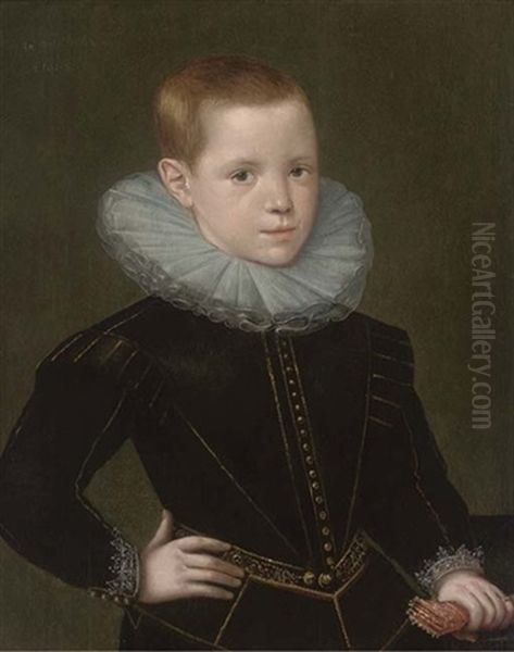 Portrait Of Thomas Oxenden In A Black Doublet And White Ruff Oil Painting by Cornelis Jonson Van Ceulen