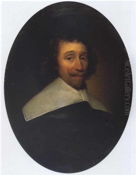 Portrait Of A Gentleman Wearing A Black Tunic Oil Painting by Cornelis Jonson Van Ceulen