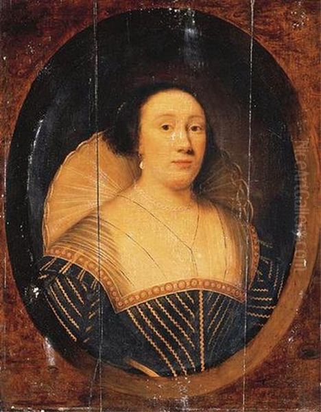 Portrait Of Lady Jane Sanwell Oil Painting by Cornelis Jonson Van Ceulen