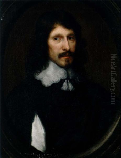 Portrait Of A Gentleman In A Black Doublet With Slashed Sleeves And A Lawn Collar Oil Painting by Cornelis Jonson Van Ceulen