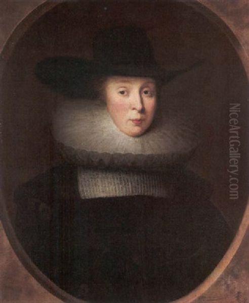 Portrait Of Lady Robinson Oil Painting by Cornelis Jonson Van Ceulen