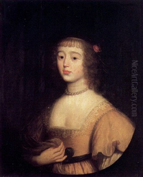 Portrait De Jeune Femme En Robe Jaune Oil Painting by Cornelis Jonson Van Ceulen