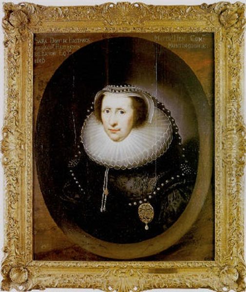 Retrato De Sarah Harrington, Lady Hastings Oil Painting by Cornelis Jonson Van Ceulen