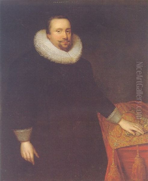 Portrait Of Thomas Coventry, 1st Baron Coventry Oil Painting by Cornelis Jonson Van Ceulen