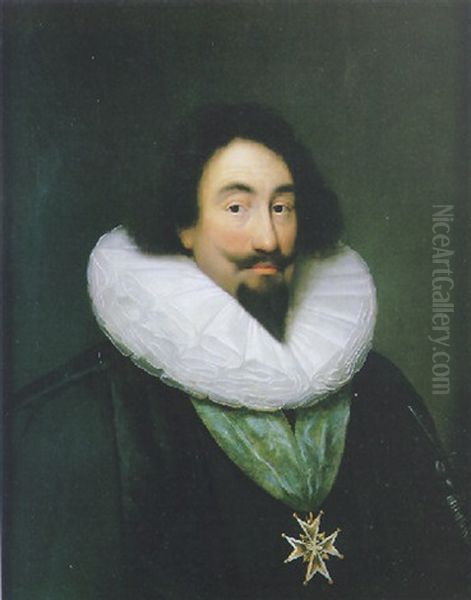 Portrait D'homme Decore De L'ordre Du Saint Esprit Oil Painting by Cornelis Jonson Van Ceulen