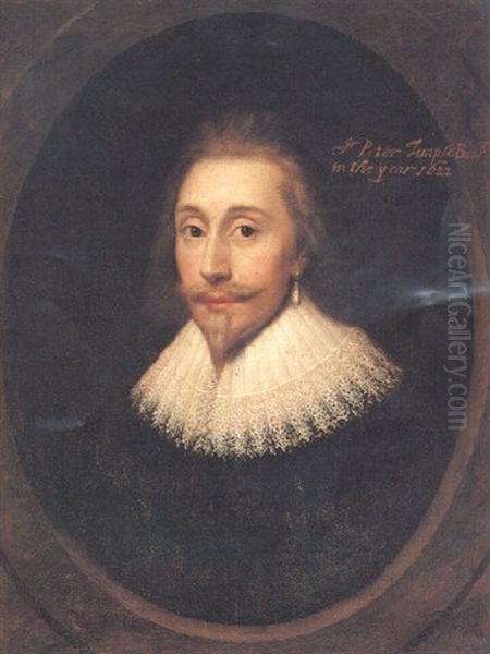 Portrait Of Sir Peter Temple Bart Oil Painting by Cornelis Jonson Van Ceulen