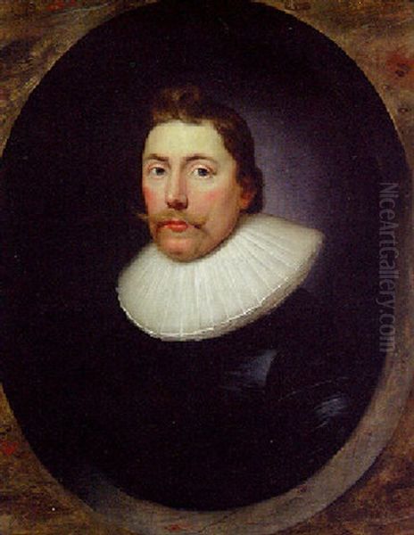 Portrait Of A Gentleman In A Black Doublet And White Ruff Oil Painting by Cornelis Jonson Van Ceulen