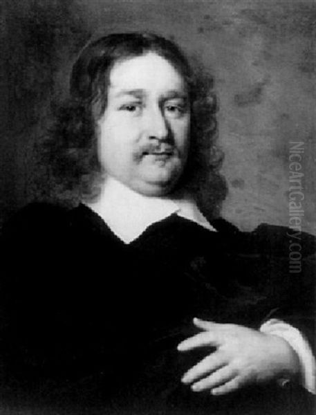 Portrait Of A Gentleman, Bust Length, In Black And White Collar Oil Painting by Cornelis Jonson Van Ceulen