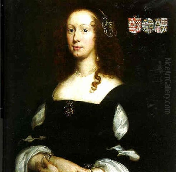 Portrait Of Anna Reesen, Born Van Der Stringe Oil Painting by Cornelis Jonson Van Ceulen