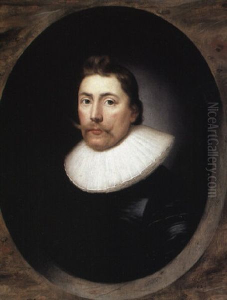 Portrait Of A Gentleman In Black Doublet Oil Painting by Cornelis Jonson Van Ceulen