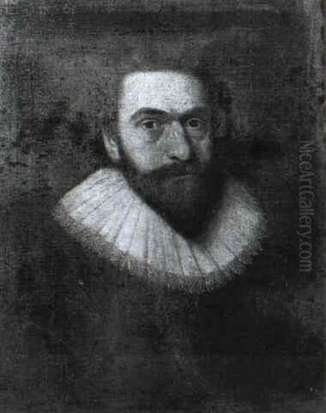 Portrait Of A Gentleman, Bust Length, Wearing A Black Tunic And White Ruff Oil Painting by Cornelis Jonson Van Ceulen