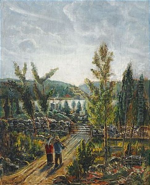 Landskap Fran Norra Skane Oil Painting by Erik Joensson