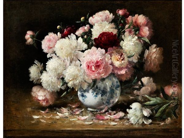 Blumenstillleben Mit Paonien Oil Painting by Eugene Joors