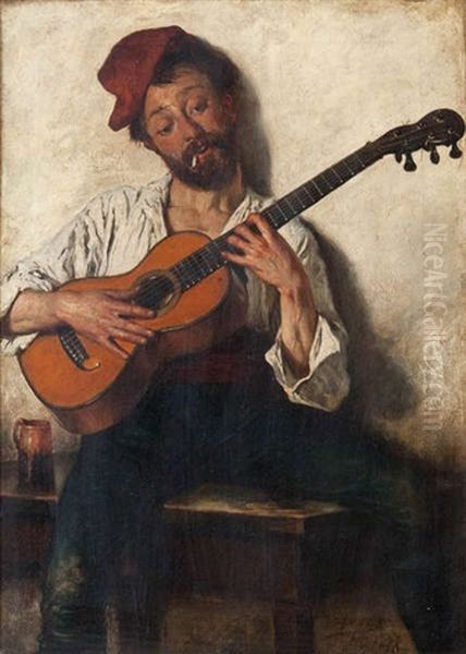 Musicien De Rue Oil Painting by Eugene Joors