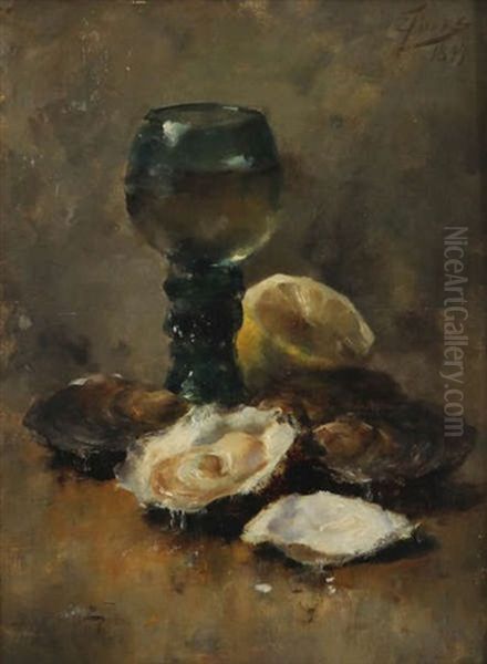 Nature Morte Aux Huitres Et Verre by Eugene Joors