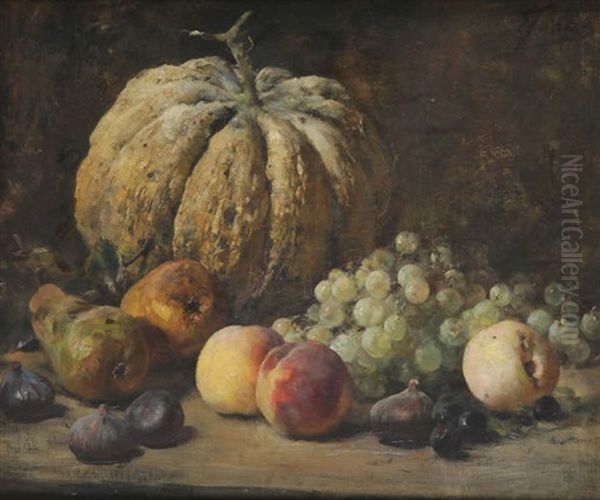 Nature Morte Aux Fruits Et Potiron Oil Painting by Eugene Joors