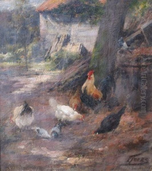 La Basse-cour Oil Painting by Eugene Joors