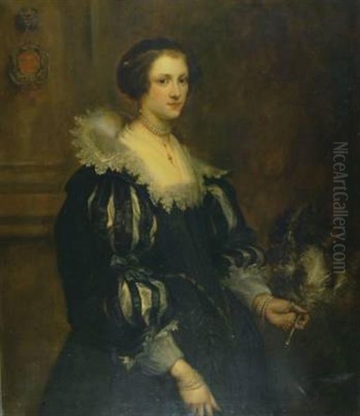 Portrat Einer Frau Mit Spitzenkragen, Nach Van Dyck Oil Painting by Eugene Joors