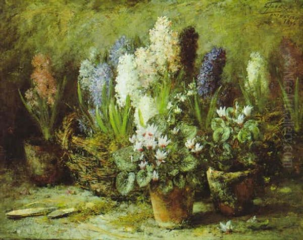 Blumenstilleben Mit Hyazinthen Und Zyklamen by Eugene Joors