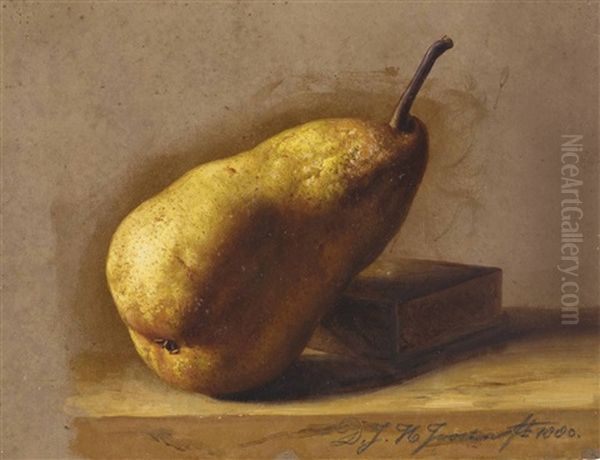 Study Of A Pear Oil Painting by Dirk Jan Hendrik Joosten