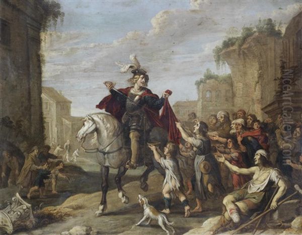 Saint Martin Dividing His Cloak Oil Painting by Hans Jordaens III