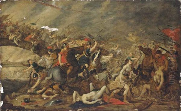 The Battle Of The Amazons Oil Painting by Hans Jordaens III