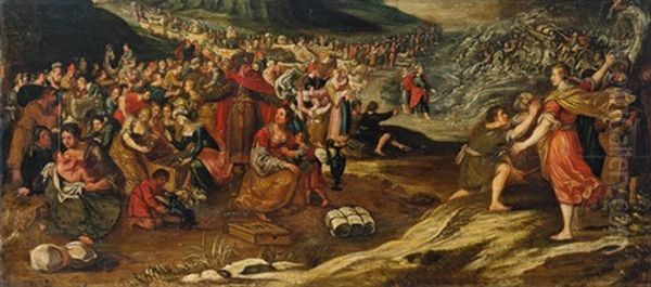 Der Zug Der Israeliten Durch Das Rote Meer Oil Painting by Hans Jordaens III