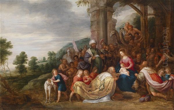 Die Anbetung Der Konige Oil Painting by Hans Jordaens III