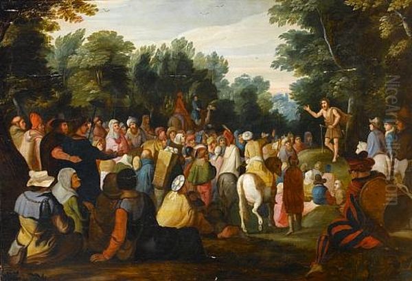 Saint John The Baptist Preaching To The Multitude Oil Painting by Hans Jordaens III