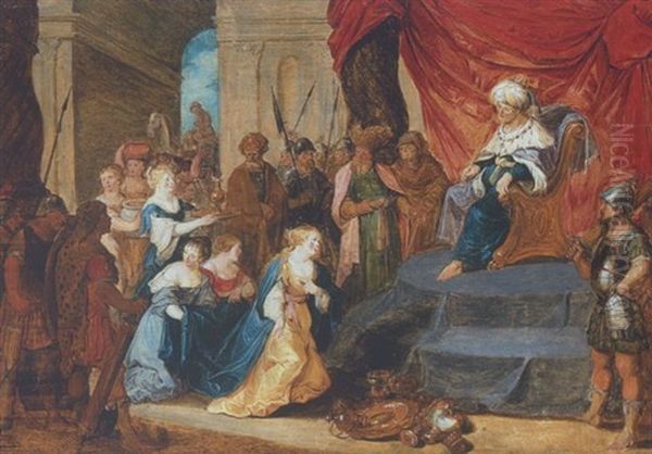 Salomo Und Die Konigin Von Saba Oil Painting by Hans Jordaens III