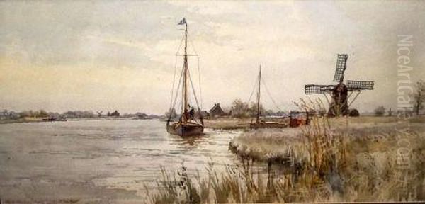 Nr Reedham Ferry Oil Painting by Stephen John Batchelder