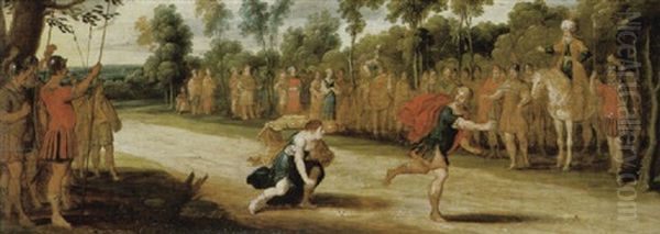 The Race Of Atalanta And Hippomones Oil Painting by Hans Jordaens III