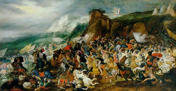 Der Kampf Der Israeliten Gegen Die Amalekiter Oil Painting by Hans Jordaens III