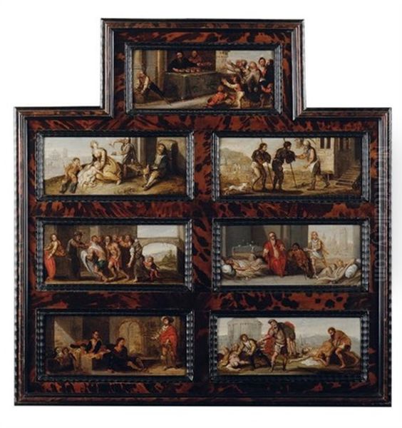 Les Sept Oeuvres De Misericorde (7 Works) Oil Painting by Hans Jordaens the Younger