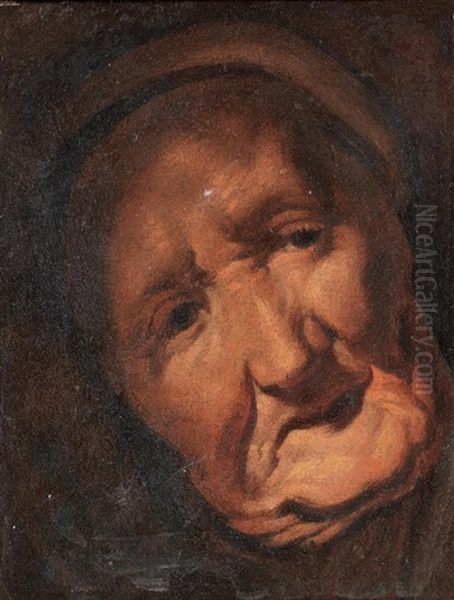 Head Study Of An Elderly Woman Oil Painting by Jacob Jordaens