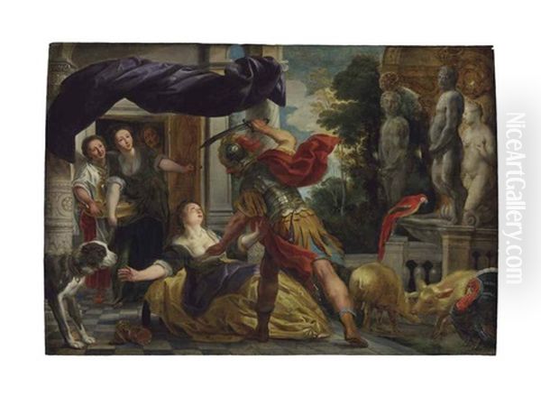 Circe And Odysseus Oil Painting by Jacob Jordaens