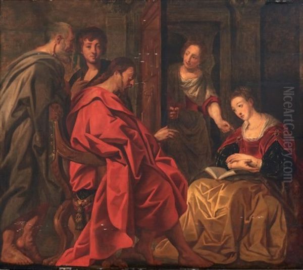 Jesus Chez Marthe Et Marie Oil Painting by Jacob Jordaens