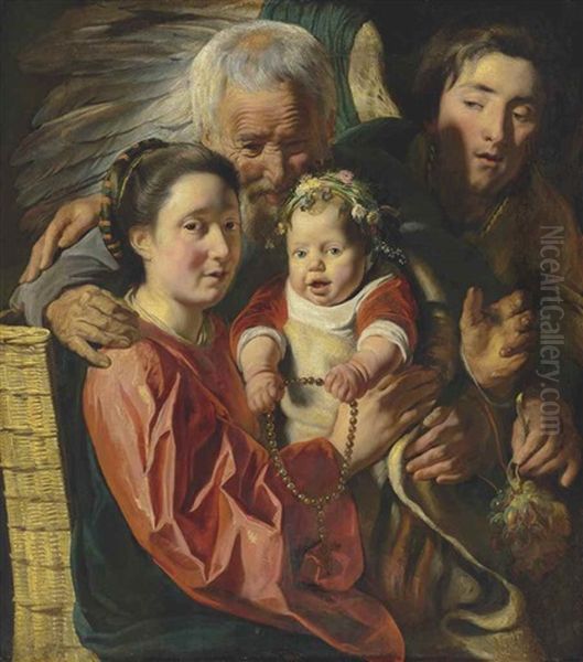 The Holy Family With An Angel Oil Painting by Jacob Jordaens