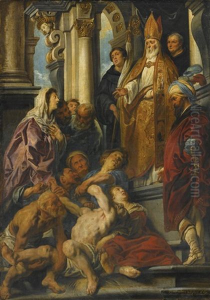 Saint Martin Healing The Possessed Man Oil Painting by Jacob Jordaens