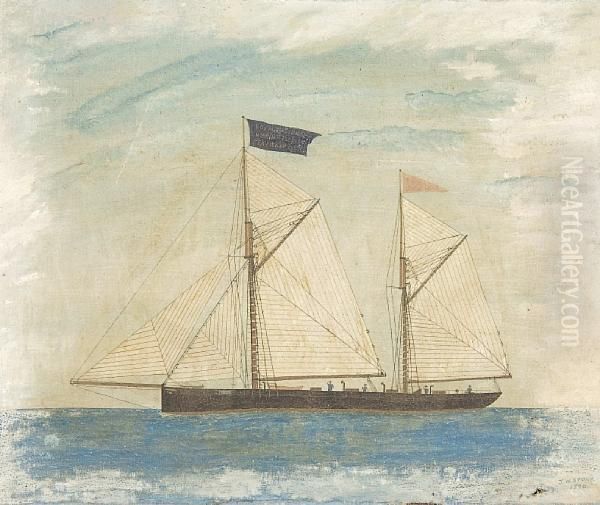 Twin Masted Ship Oil Painting by Frederick Stone Batcheller