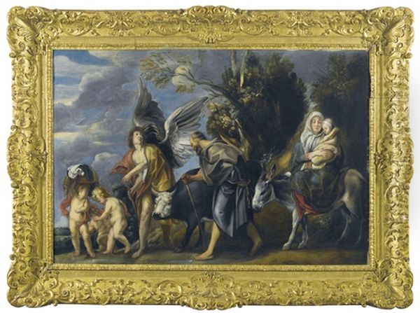 The Flight Into Egypt (collab. W/workshop) Oil Painting by Jacob Jordaens